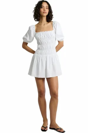 ONIA Air Linen Smocked Mini Dress in at Nordstrom, Size Small