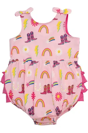 RuffleButts Cowgirl Cutie Ruffle Bubble Romper in at Nordstrom, Size 6-12M