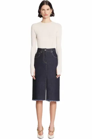 Lanvin Mid-Length Straight Denim Skirt in at Nordstrom, Size 34 Eu
