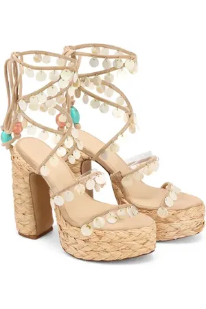 Naked Wolfe Fantastic Ankle Wrap Raffia Platform Sandal in at Nordstrom, Size 8Us