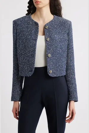 HUGO BOSS Jolena Crop Tweed Jacket in at Nordstrom, Size 6