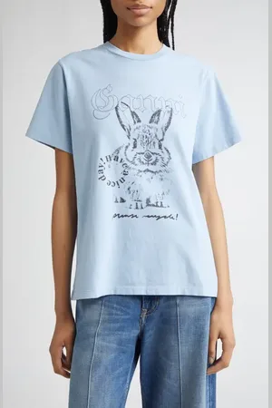 Ganni Future Basic Bunny Cotton Graphic T-Shirt in at Nordstrom, Size Medium