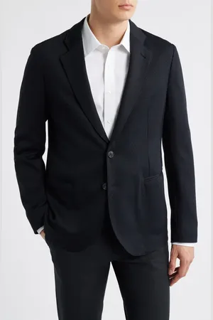 Emporio Armani Black Textured Stretch Nylon Sport Coat in at Nordstrom, Size 46 Us