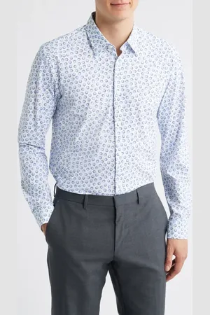 HUGO BOSS Roan Kent Slim Fit Floral Stretch Button-Up Shirt in at Nordstrom, Size Xx-Large