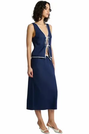 ONIA Air Linen Midi Skirt in at Nordstrom, Size Small