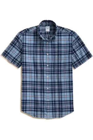 Brooks Brothers Regular Fit Madras Plaid Short Sleeve Cotton Button-Down Shirt in at Nordstrom, Size X-Large