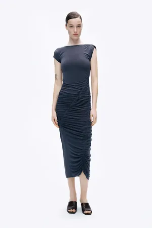Nocturne Draped Pleated Maxi Dress in at Nordstrom, Size Small