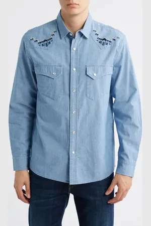 Pendleton Gambler Embroidered Snap-Up Chambray Shirt in at Nordstrom, Size X-Large