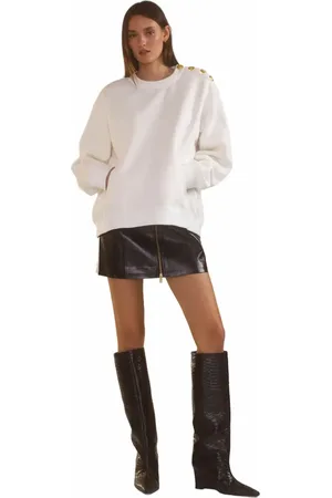 Cynthia Rowley SHOULDER BUTTONS SWEATSHIRT in at Nordstrom, Size Small
