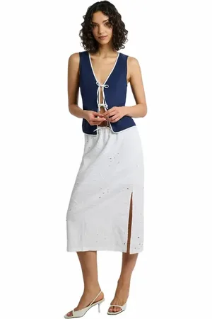 ONIA Air Linen Midi Skirt in at Nordstrom, Size Medium