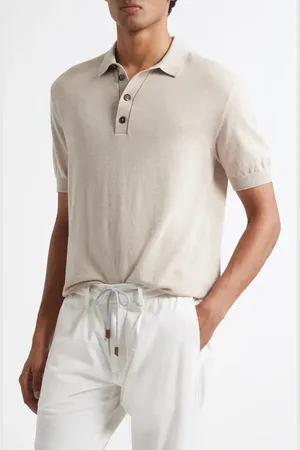 ELEVENTY Short Sleeve Cotton & Cashmere Polo Sweater in at Nordstrom, Size X-Large