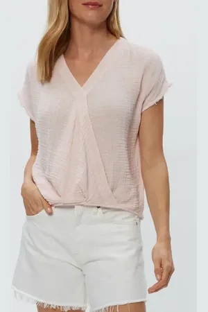 MICHAEL STARS Evie Gauze Faux Wrap Top in at Nordstrom, Size Large