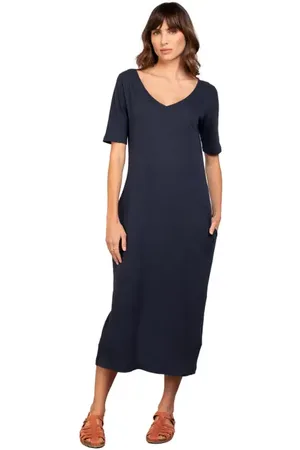 CELTIC & CO. Linen Blend V-Neck Midi Dress in at Nordstrom, Size 4