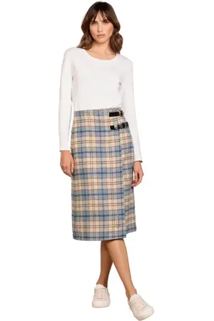 CELTIC & CO. Midi Celt Kilt in Oatmeal /Denim at Nordstrom, Size 12