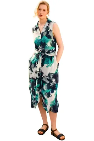 CELTIC & CO. Sleeveless Tie Front Midi Dress in at Nordstrom, Size 6