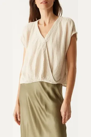 MICHAEL STARS Evie Gauze Faux Wrap Top in at Nordstrom, Size X-Small