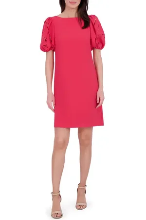 Vince Camuto Signature Puff Sleeve Crepe A-Line Dress in at Nordstrom, Size 8