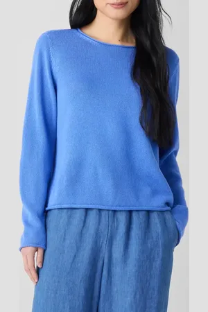 Eileen Fisher Jewel Neck Organic Cotton Blend Sweater in at Nordstrom, Size Xx-Small