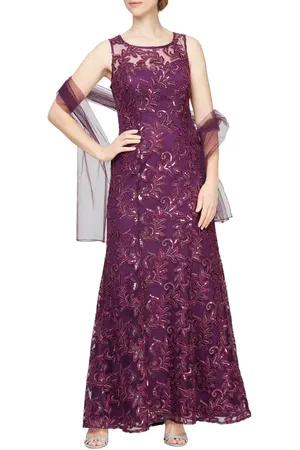 Alex Evenings Embroidered Tulle Gown with Shawl in at Nordstrom, Size 14