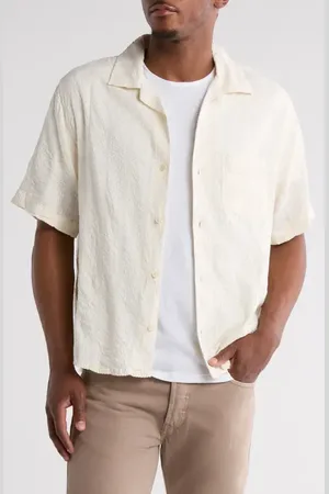 Corridor Stripe Seersucker Camp Shirt in at Nordstrom, Size X-Large