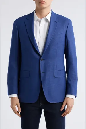 CANALI Kei Trim Fit Solid Blue Impeccabile Super 130s Wool Sport Coat in at Nordstrom, Size 43 Us