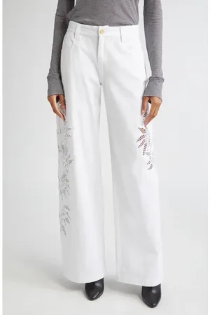 Diotima Stulla Lace Panel Wide Leg Jeans in at Nordstrom, Size 2