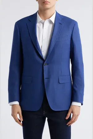 CANALI Kei Trim Fit Solid Blue Impeccabile Super 130s Wool Sport Coat in at Nordstrom, Size 43 Us