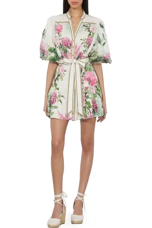 ALICE+OLIVIA Cora Voluminous Tiered Mini Shirtdress in at Nordstrom, Size X-Small