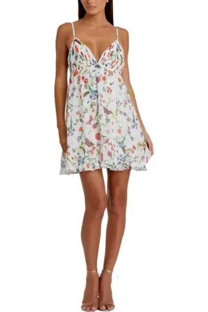 Mac Duggal Butterfly Print Ruffle Hem Mini Dress in at Nordstrom, Size 0