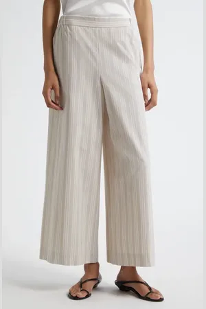 Max Mara Arley Stripe Wide Leg Cotton Pants in at Nordstrom, Size 14