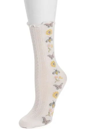 MUK LUKS Side Pattern Slouch Crew Socks in at Nordstrom