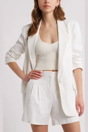 Open Edit Everyday One-Button Linen Blend Blazer in at Nordstrom, Size Large
