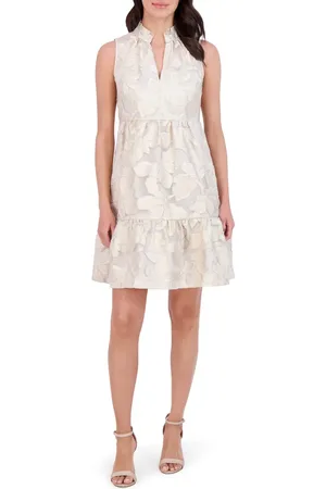 Vince Camuto Burnout Jacquard Ruffle Hem Sleeveless Dress in at Nordstrom, Size 12