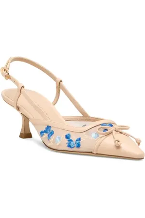 Stuart Weitzman Kitty Floral Embroidery Pointed Toe Pump in at Nordstrom, Size 7