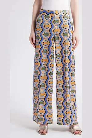 Tahari ASL Geo Print Wide Leg Satin Pants in at Nordstrom, Size 10