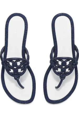 Tory Burch Miller Knotted Pav?? Knotted Sandal in Perfect Navy /Optic White at Nordstrom, Size 5.5