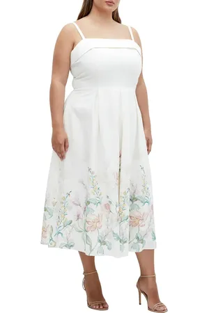 City Chic Fleur Linen Blend Sundress in at Nordstrom