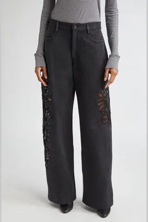 Diotima Stulla Lace Panel Wide Leg Jeans in at Nordstrom, Size 1