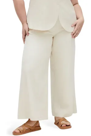 City Chic Viven Linen Blend Wide Leg Pants in at Nordstrom
