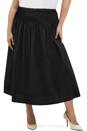 City Chic Haven Pleated Midi A-Line Skirt in at Nordstrom