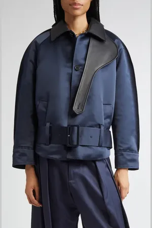 J.W.Anderson Duchesse Satin & Leather Jacket in at Nordstrom, Size 4 Us