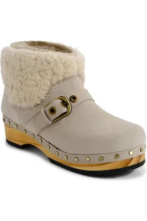 Free People Oak Genuine Shearling Clog Boot in at Nordstrom, Size 8