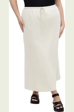 City Chic Vivien Linen Blend Drawstring Skirt in at Nordstrom, Size Xl