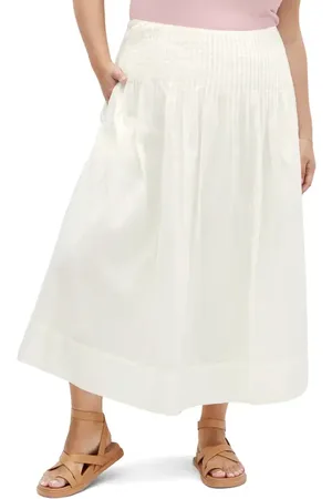 City Chic Haven Pleated Midi A-Line Skirt in at Nordstrom, Size Xl