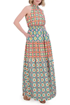 Vince Camuto Ruffle Hem Smocked Waist Sleeveless Maxi Dress in at Nordstrom, Size 8