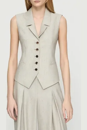 Lafayette 148 New York Flecked Wool & Silk Waistcoat in at Nordstrom, Size 16