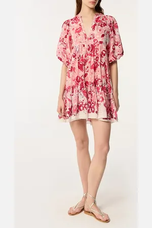 POUPETTE ST BARTH Aria Stripe Floral Cotton Cover-Up Minidress in at Nordstrom, Size X-Small