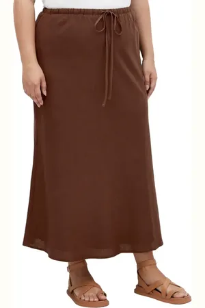 City Chic Vivien Linen Blend Drawstring Skirt in at Nordstrom, Size Xs