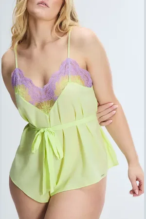 Savage X Fenty Lacestruck Sleep Romper in at Nordstrom, Size Large