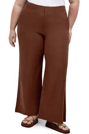 City Chic Viven Linen Blend Wide Leg Pants in at Nordstrom, Size Xxl